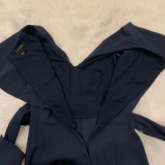 Club Monaco Catalenah Ruffle Tie Waist Jumpsuit Flutter Sleeve Navy Blue - Picture 9 of 13